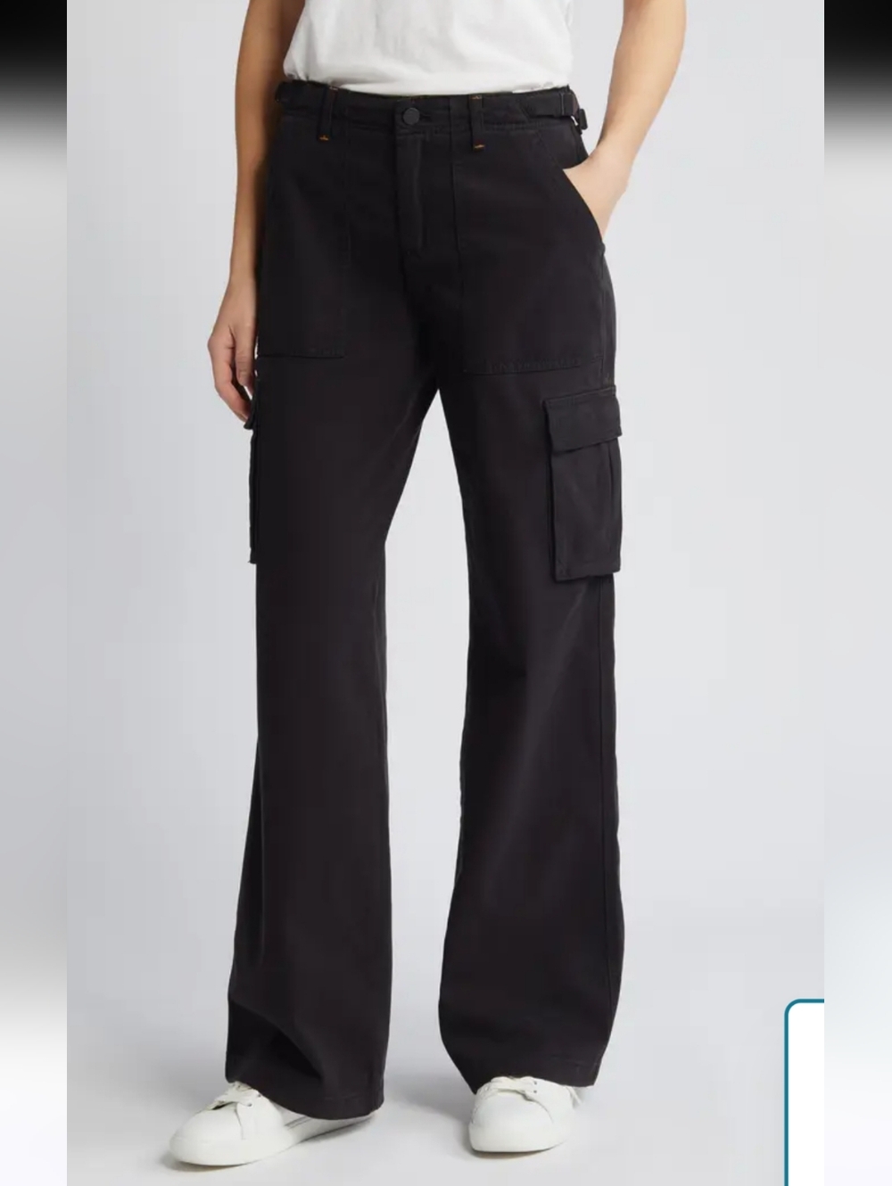 Sanctuary Reissue Women Black Straight Wide Leg Cargo Pants sz L